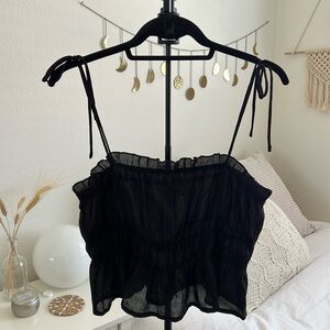 Princess Polly tie peplum black top